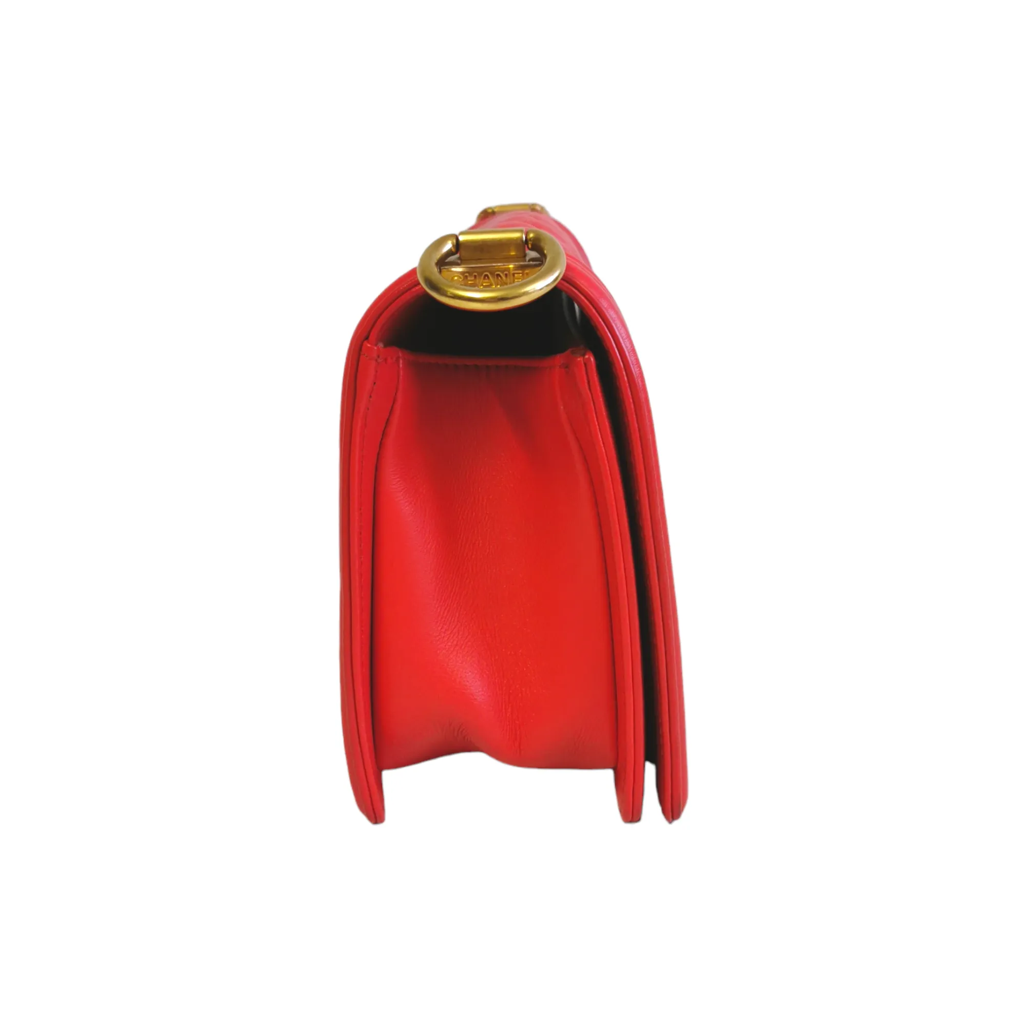 Chanel Boy Medium Red Lambskin Gold