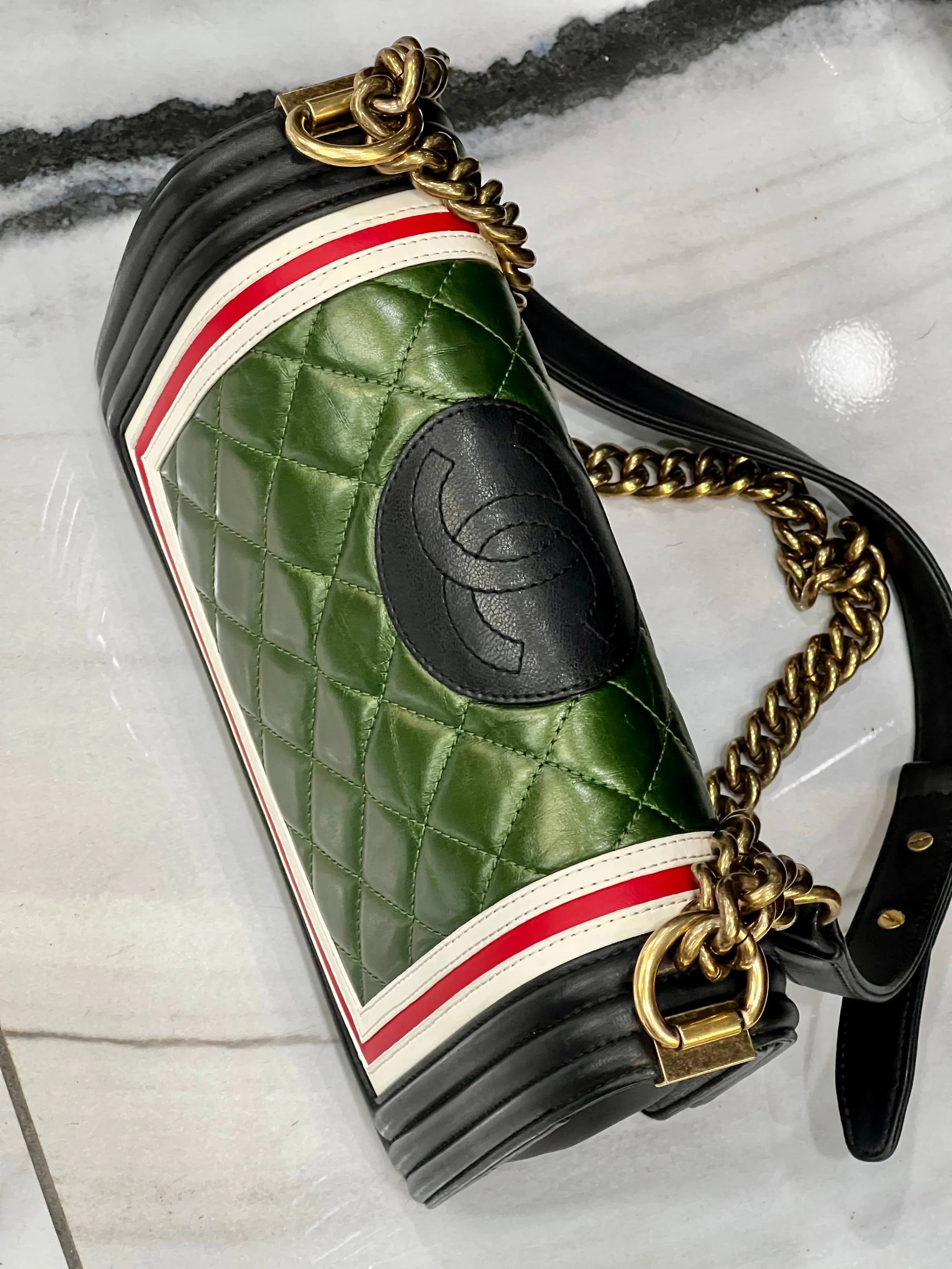 Chanel Crest Boy Flap Bag Quilted Lambskin Medium