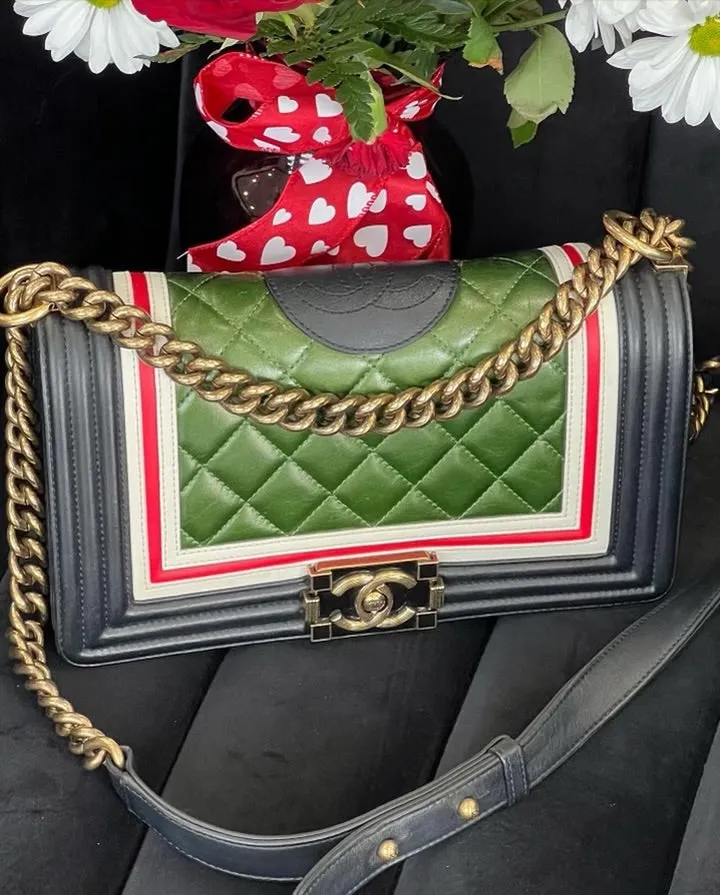 Chanel Crest Boy Flap Bag Quilted Lambskin Medium