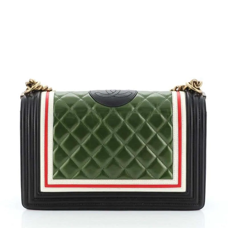 Chanel Crest Boy Flap Bag Quilted Lambskin Medium