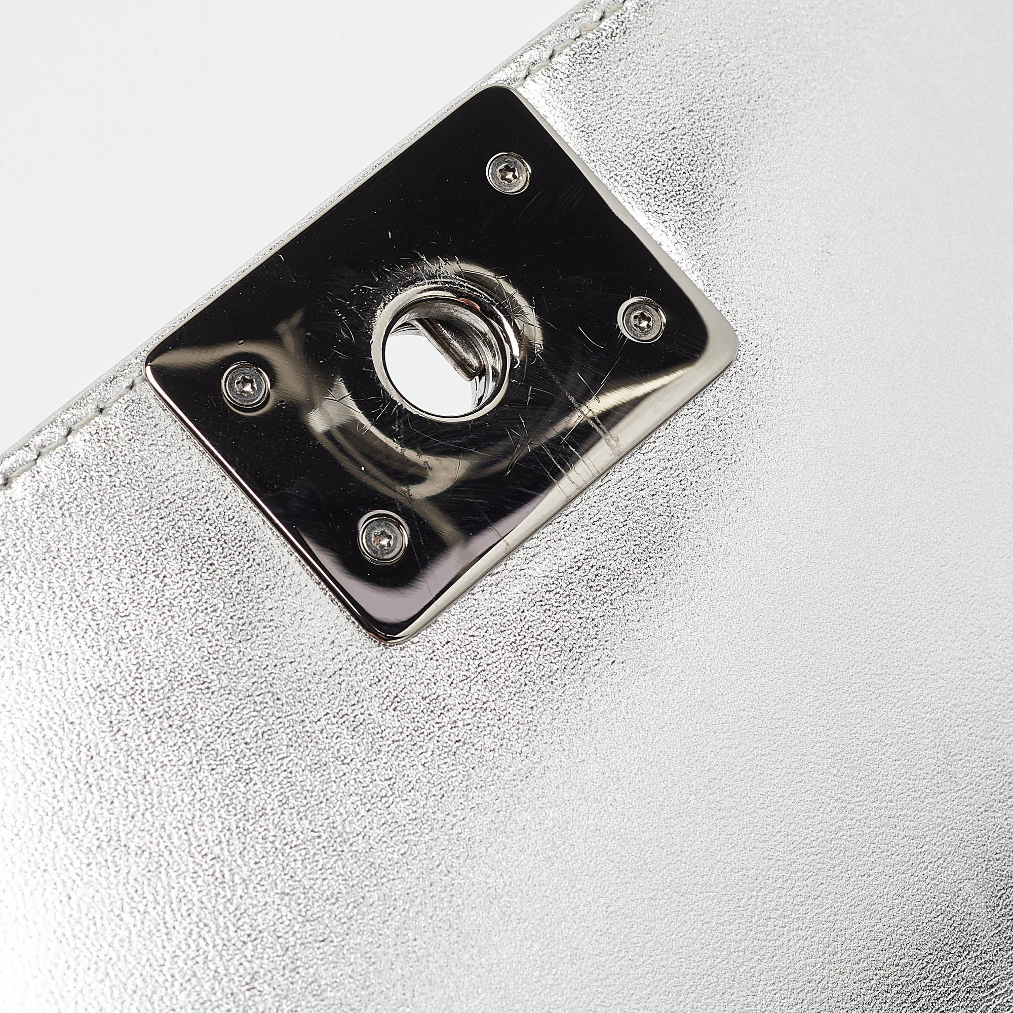 CHANEL Grey Quilted Patent Leather Small Boy New Bag