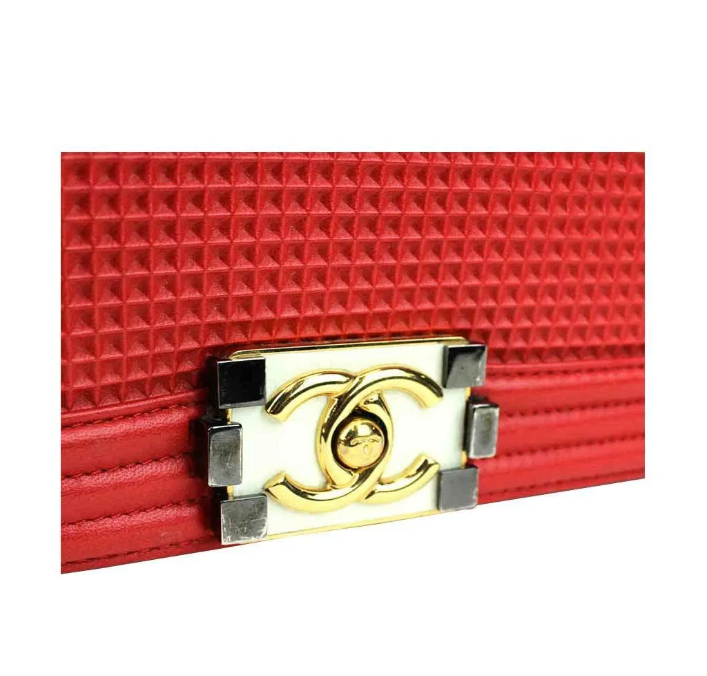 Chanel Red Boy Bag Lambskin