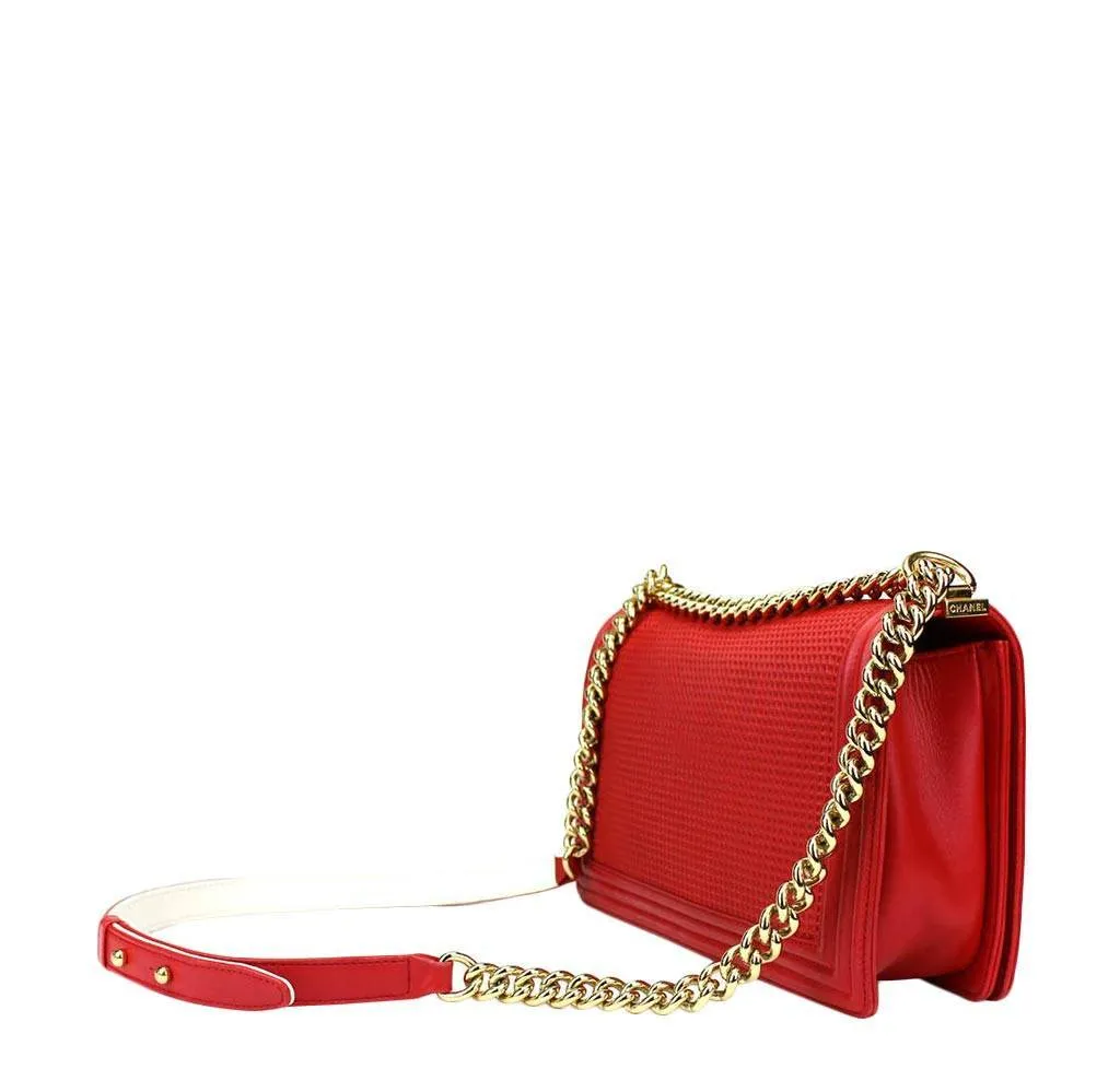 Chanel Red Boy Bag Lambskin