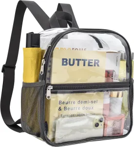 Clear Backpack Stadium Approved 12126 Clear Mini Backpack Small Transparent Backpack for Concert, Beach, Work, Travel & SportingCharcoal Gray