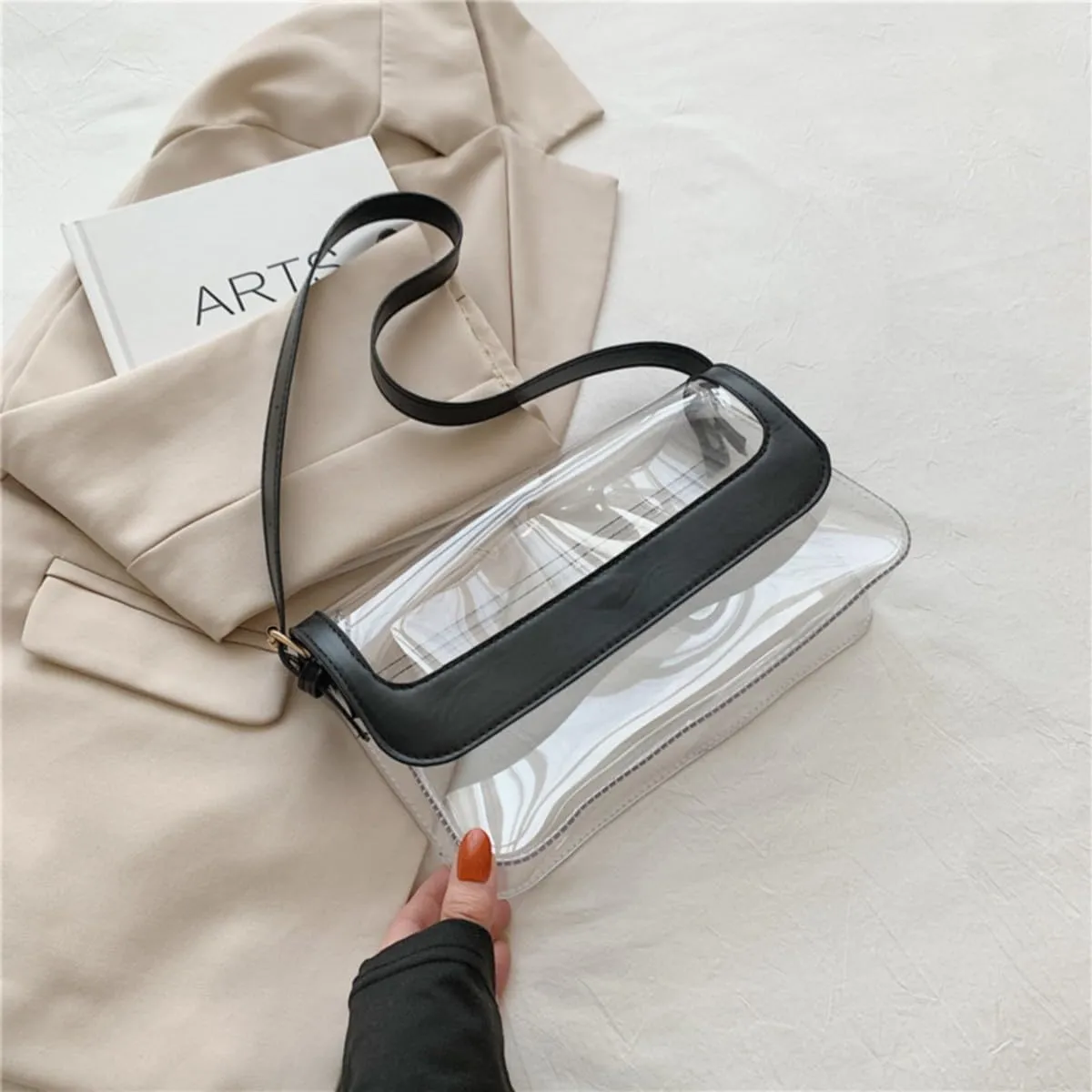Clear Shoulder Bag Purse 2 In 1 Transparent Crossbody Bag Jelly Handbag For Women Small Leather Briefcase for
