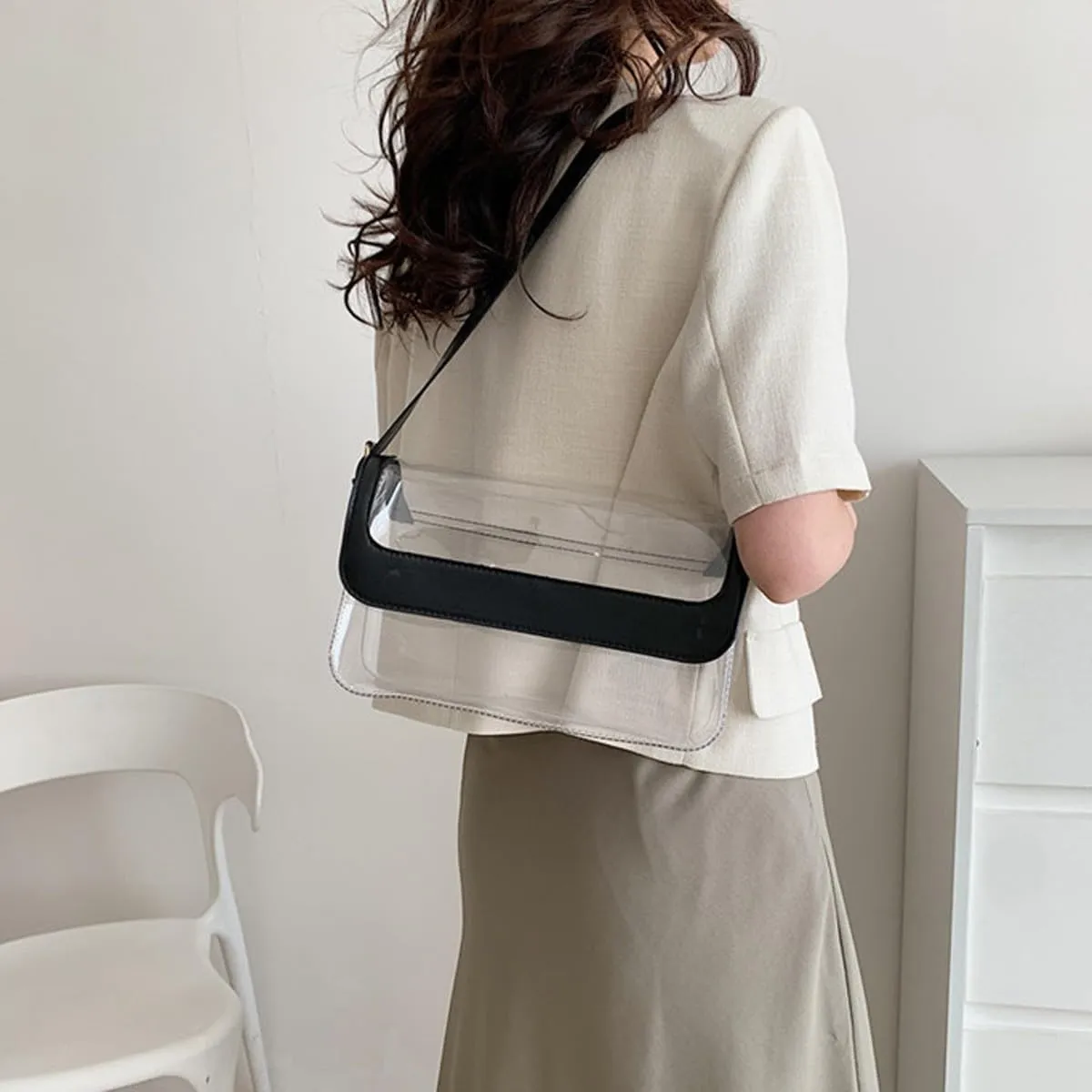Clear Shoulder Bag Purse 2 In 1 Transparent Crossbody Bag Jelly Handbag For Women Small Leather Briefcase for