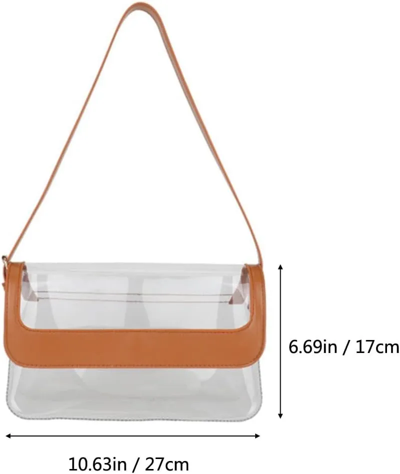 Clear Shoulder Bag Purse 2 In 1 Transparent Crossbody Bag Jelly Handbag For Women Small Leather Briefcase for
