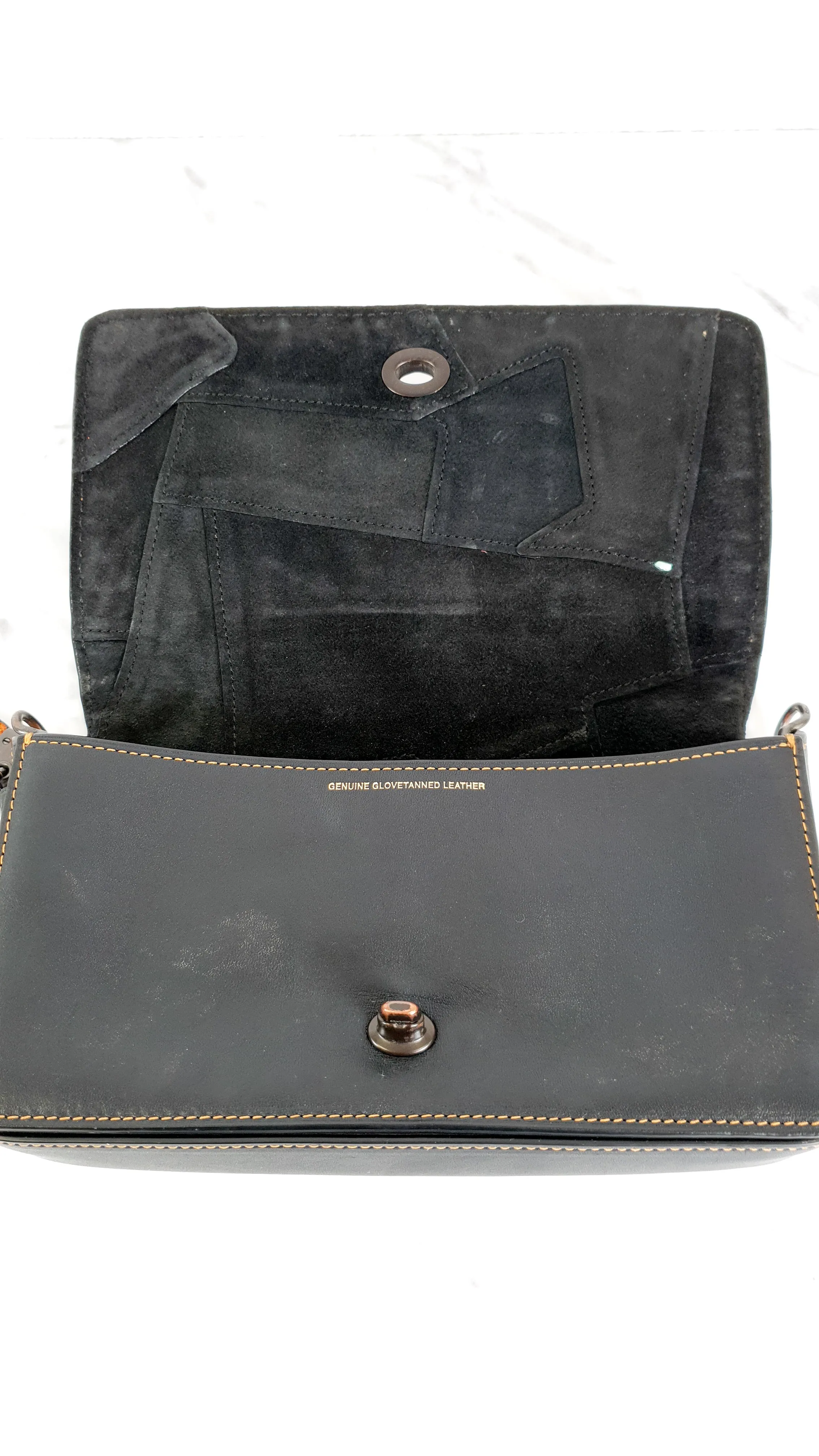 Coach 1941 Dinky Crossbody Bag With Varsity Patchwork Leather & Suede in Black, Green, Blue & Tan - Coach 54540