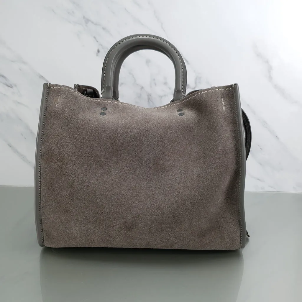 Coach 1941 Rogue 31 Grey Heather Suede Satchel Handbag Shoulder
