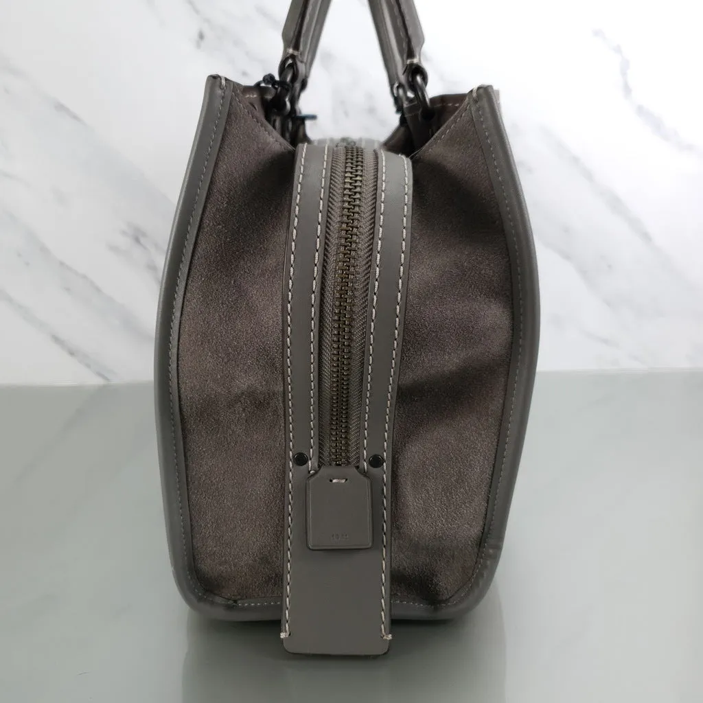 Coach 1941 Rogue 31 Grey Heather Suede Satchel Handbag Shoulder