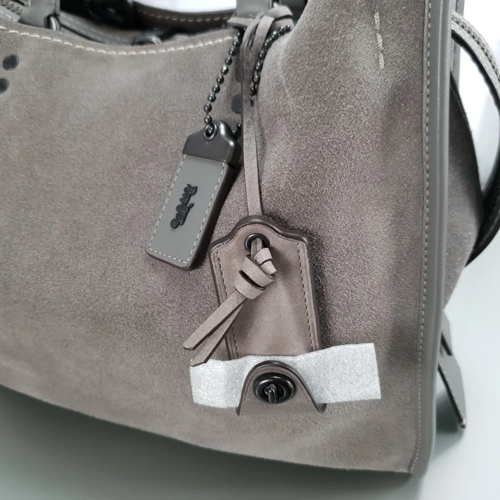 Coach 1941 Rogue 31 Grey Heather Suede Satchel Handbag Shoulder
