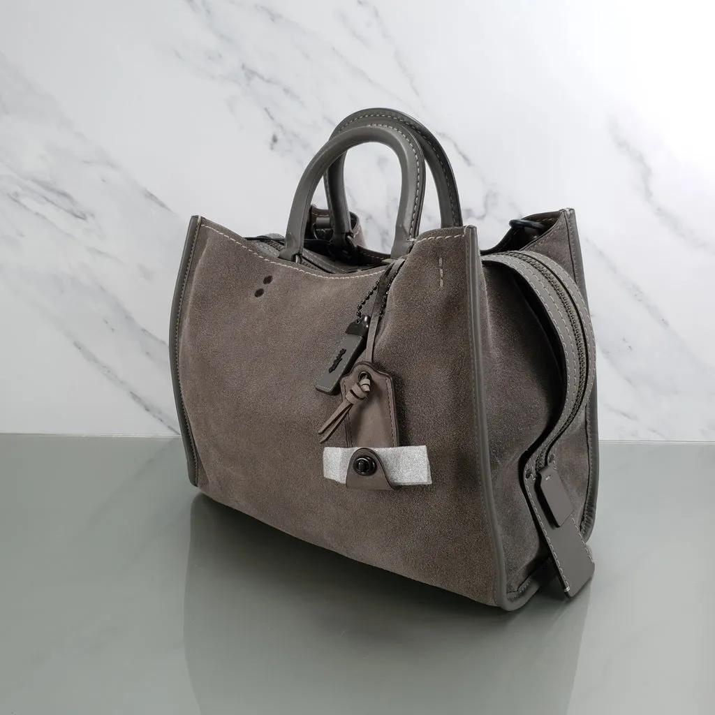 Coach 1941 Rogue 31 Grey Heather Suede Satchel Handbag Shoulder