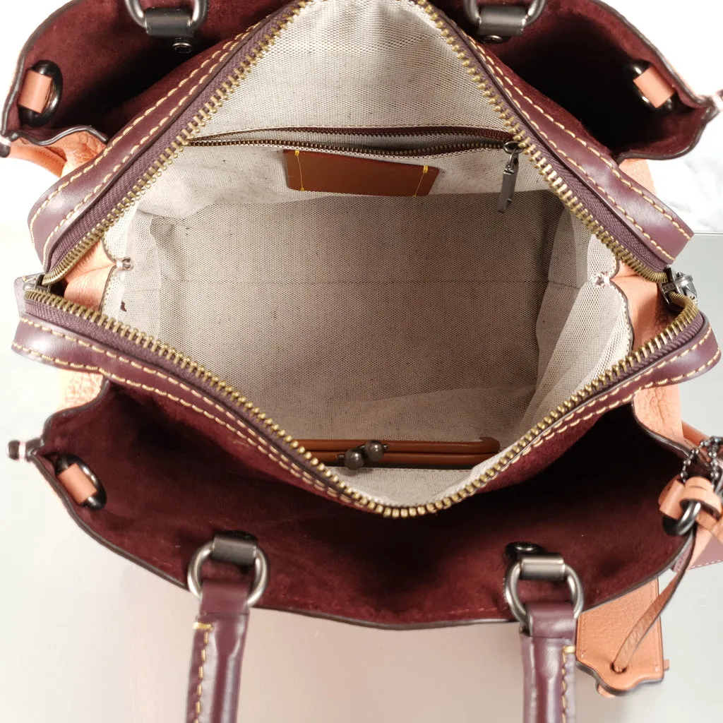 Coach 1941 Rogue 31 in Melon with Burgundy Colorblock Detail and Suede - Satchel Bag