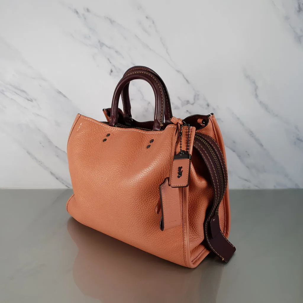 Coach 1941 Rogue 31 in Melon with Burgundy Colorblock Detail and Suede - Satchel Bag