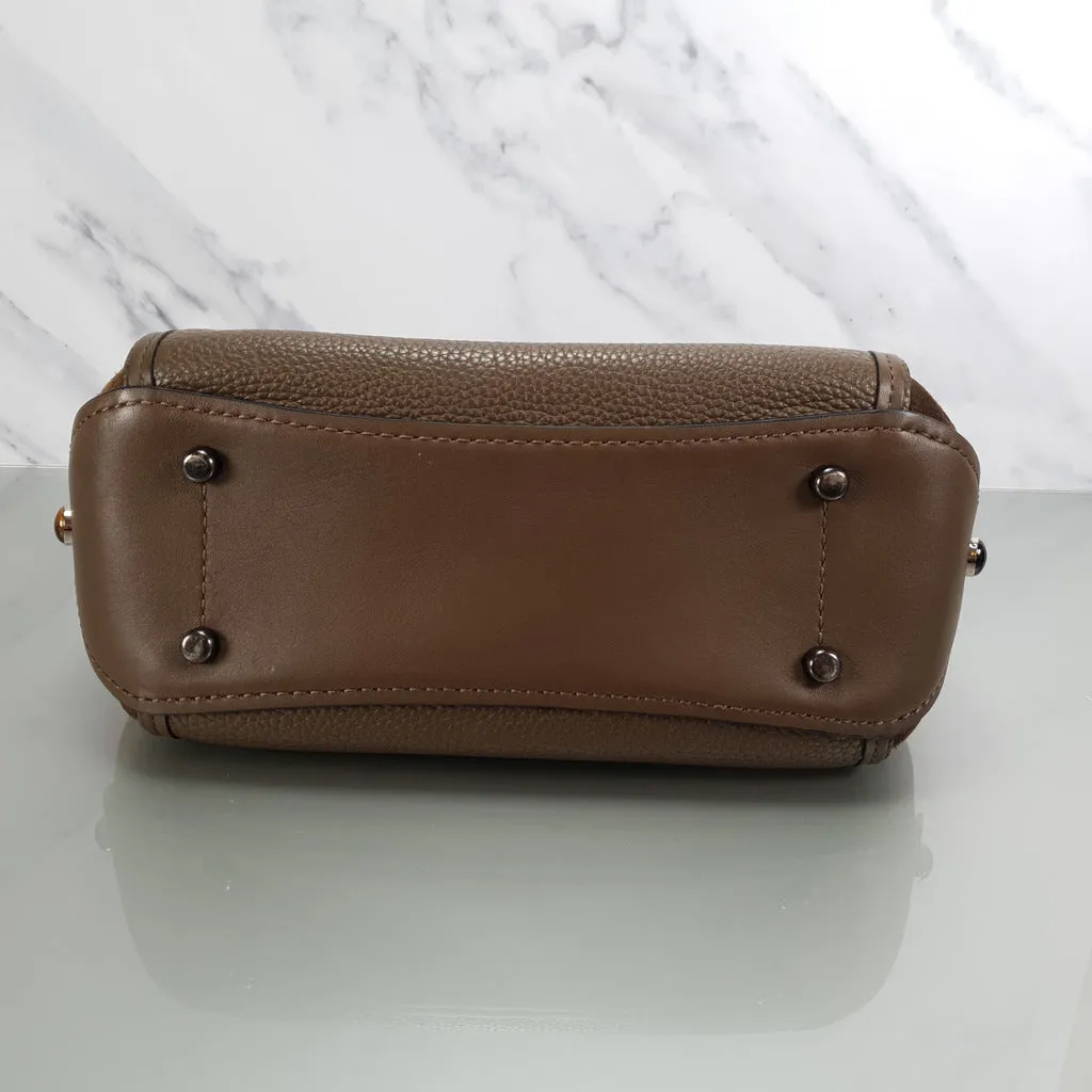 Coach Drifter With Western Rivets & Top Handle in Mixed Leather Fatigue Brown Suede