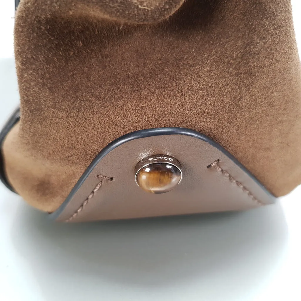 Coach Drifter With Western Rivets & Top Handle in Mixed Leather Fatigue Brown Suede