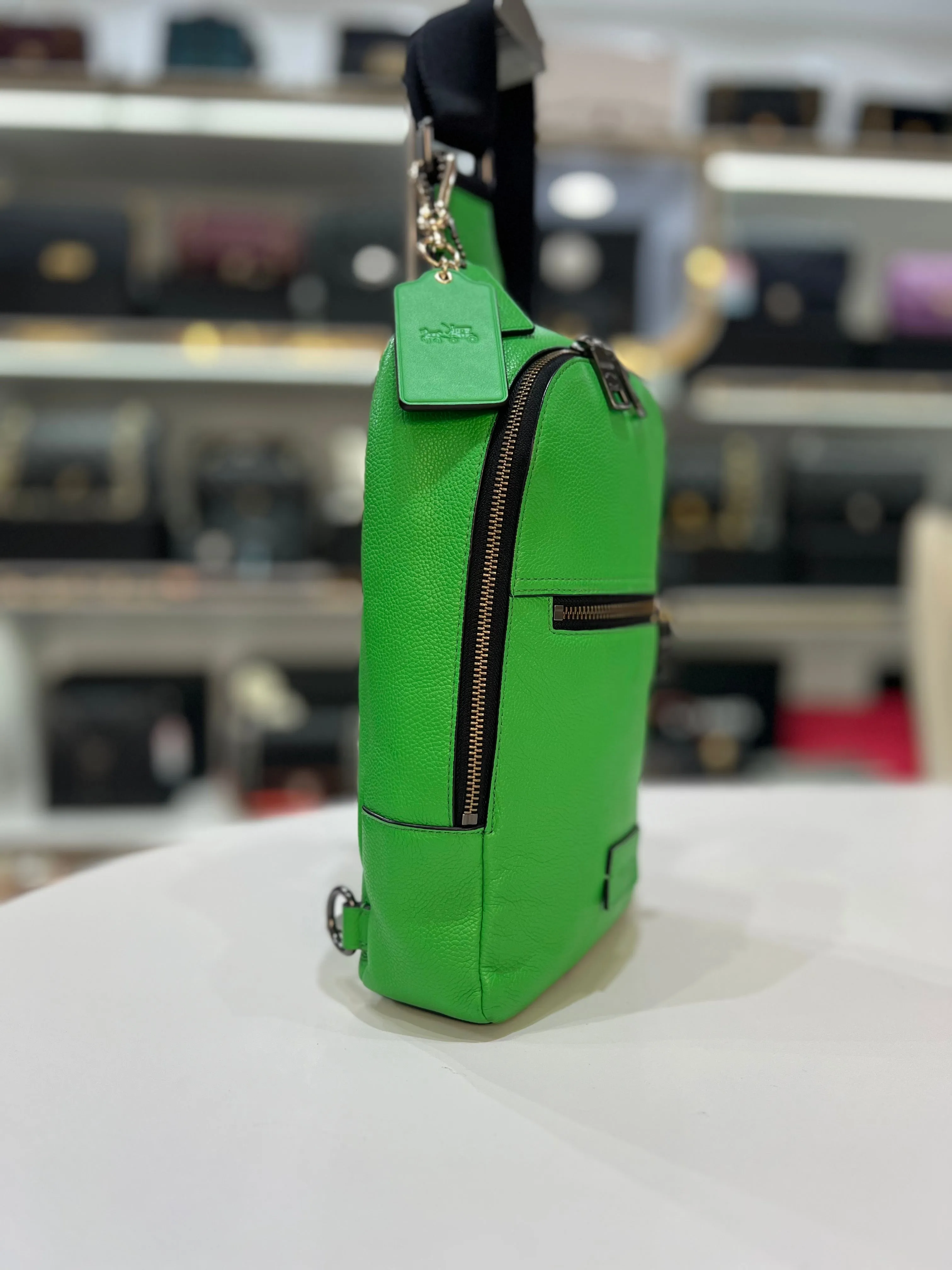 COACH Green Track Pack Leather Crossbody Bag For Unisex
