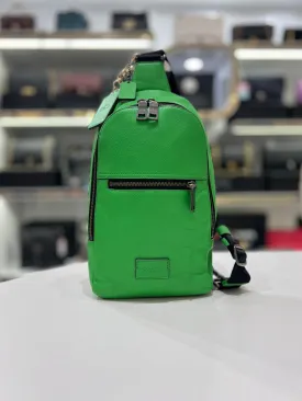 COACH Green Track Pack Leather Crossbody Bag For Unisex