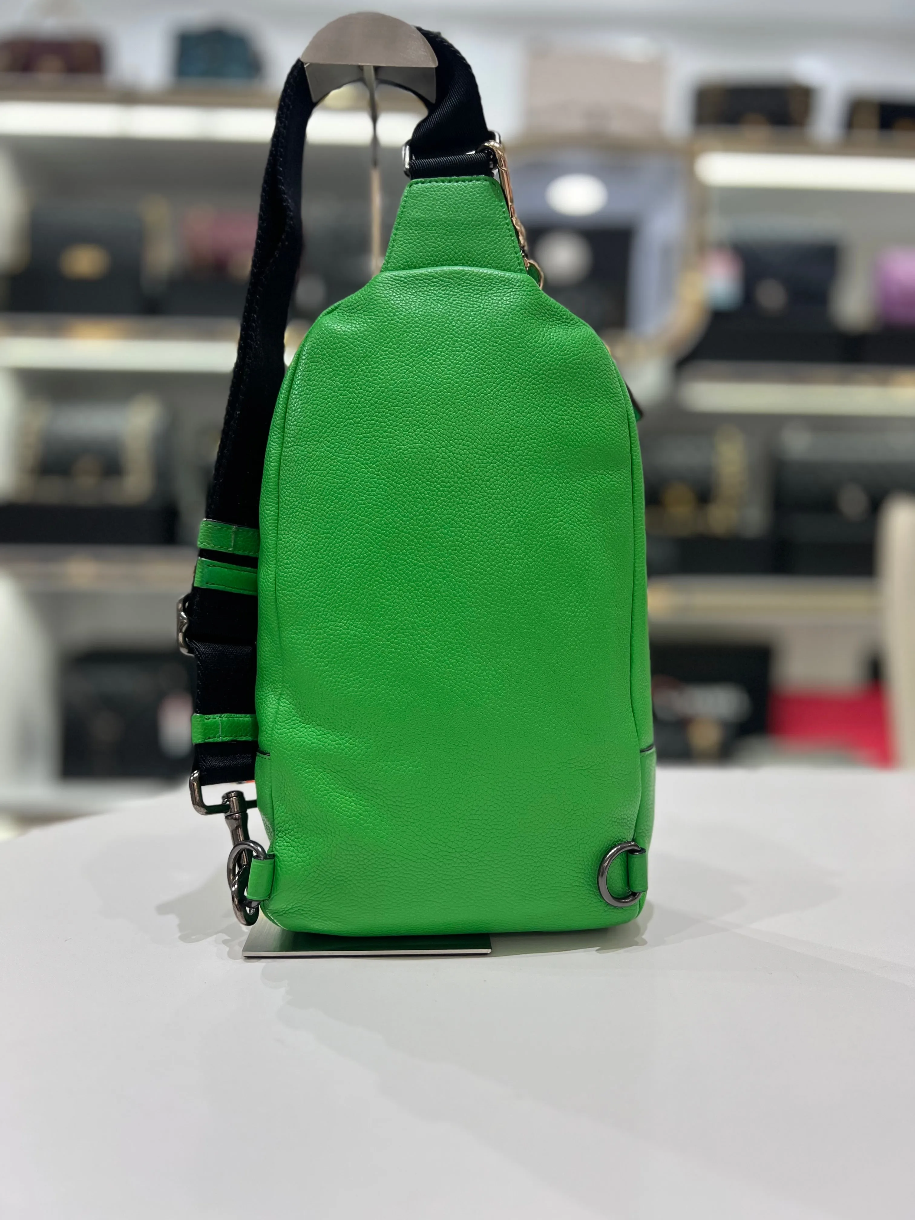 COACH Green Track Pack Leather Crossbody Bag For Unisex