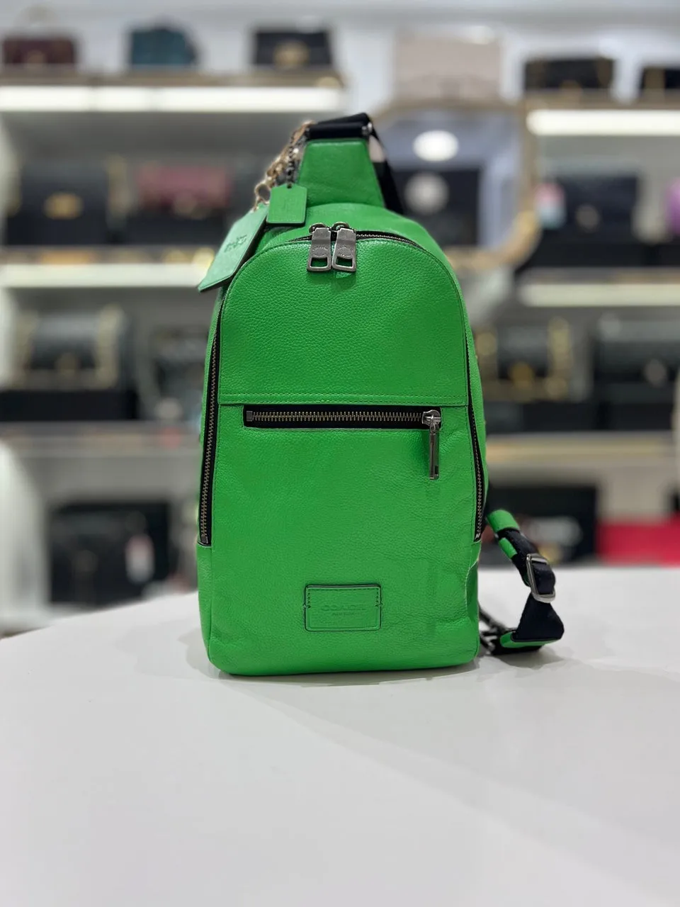 COACH Green Track Pack Leather Crossbody Bag For Unisex