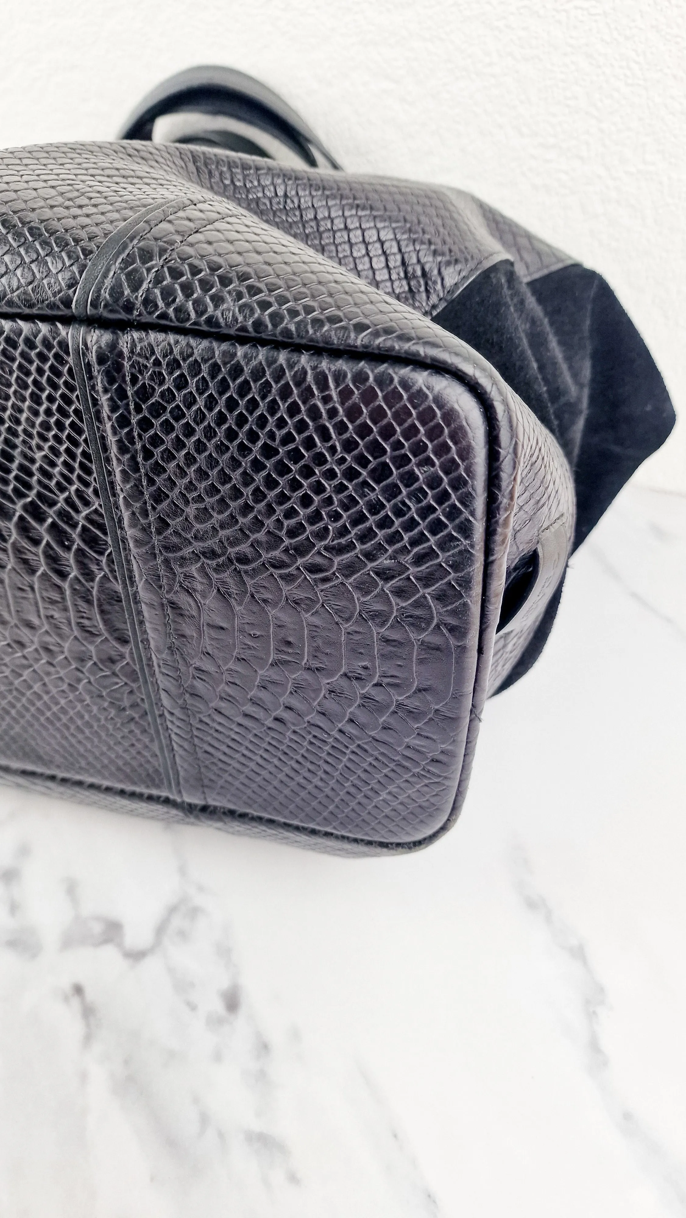 Coach Hadley XL Tote in Black Python Embossed Leather & Suede - Coach F30963