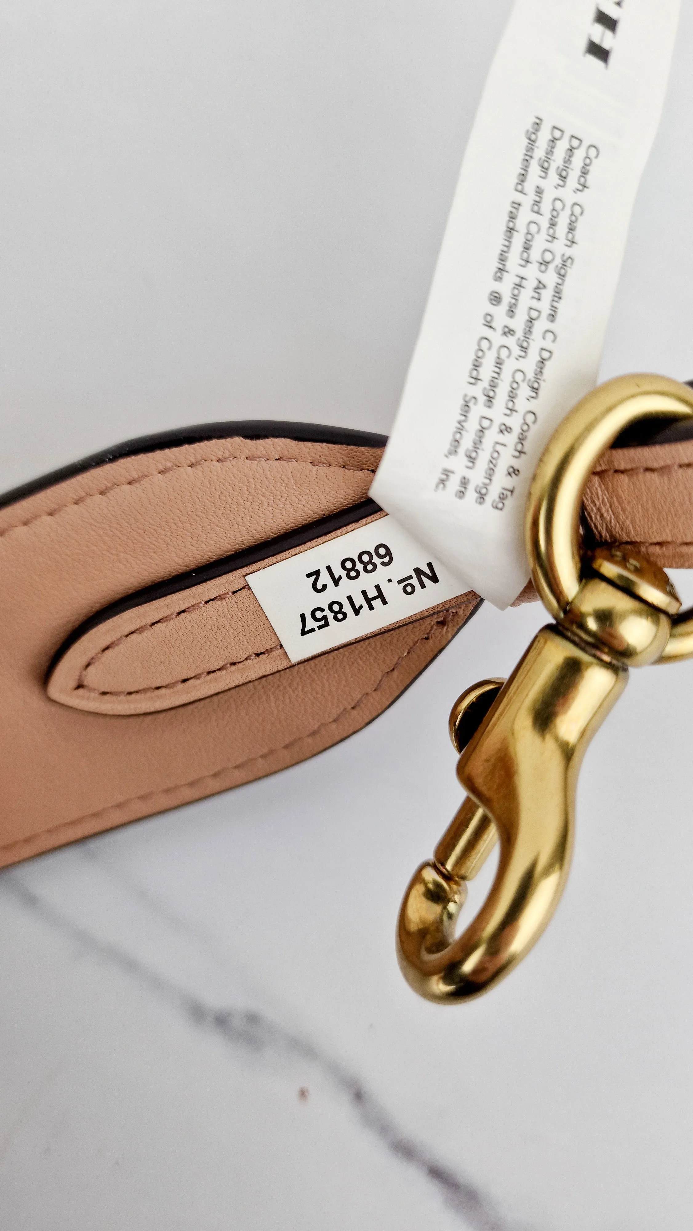Coach Novelty Strap With Colorblock Deco Quilting Nude Pink - Beige Metallic Leather - Crossbody Shoulder Strap - Coach 68812