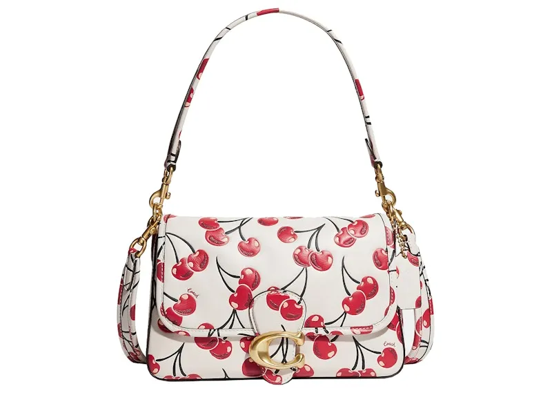 Coach Soft Tabby Shoulder Bag With Cherry Print Chalk/Multicolor