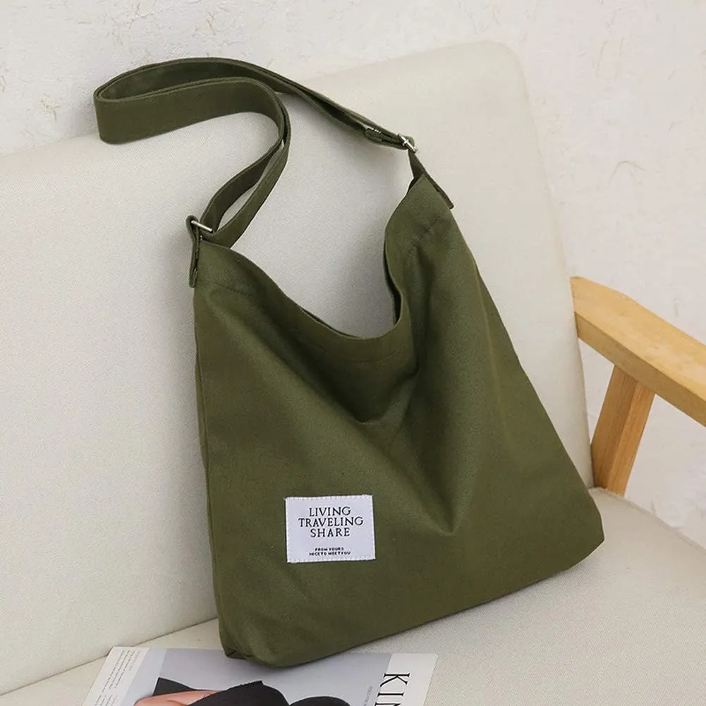 Covelin Women's Retro Large Size Canvas Shoulder Bag Hobo Crossbody Handbag Casual Tote