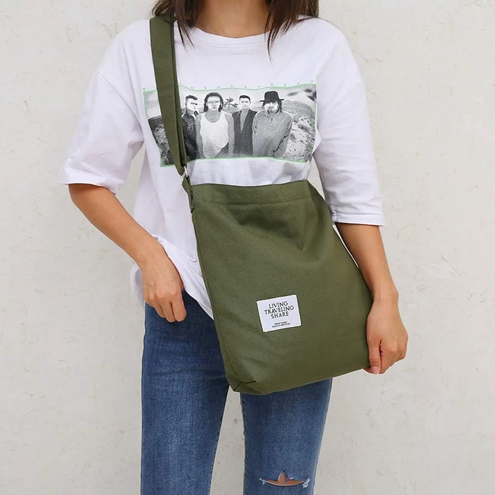Covelin Women's Retro Large Size Canvas Shoulder Bag Hobo Crossbody Handbag Casual Tote