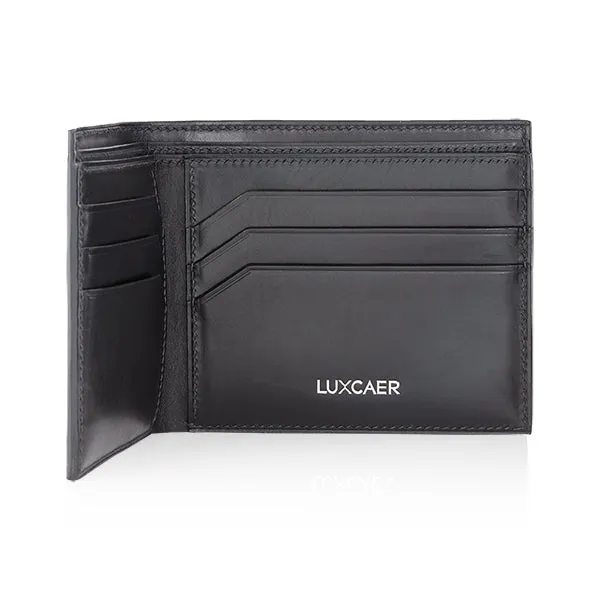Crocodile Leather Wallet in Black - 6 Card Slot