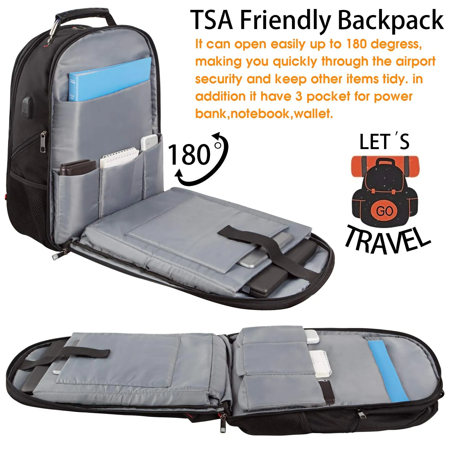 Extra Large Backpack,Travel Laptop Backpack TSA Friendly Durable Computer Backpack with USB Charging Port for Men&Women,Water-Resistant Big Business College School Bookbag Fits 17 Inch Laptop&Notebook