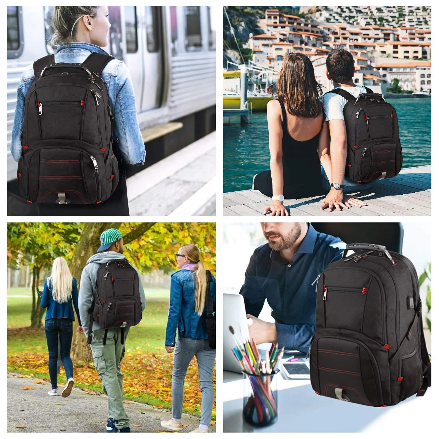 Extra Large Backpack,Travel Laptop Backpack TSA Friendly Durable Computer Backpack with USB Charging Port for Men&Women,Water-Resistant Big Business College School Bookbag Fits 17 Inch Laptop&Notebook