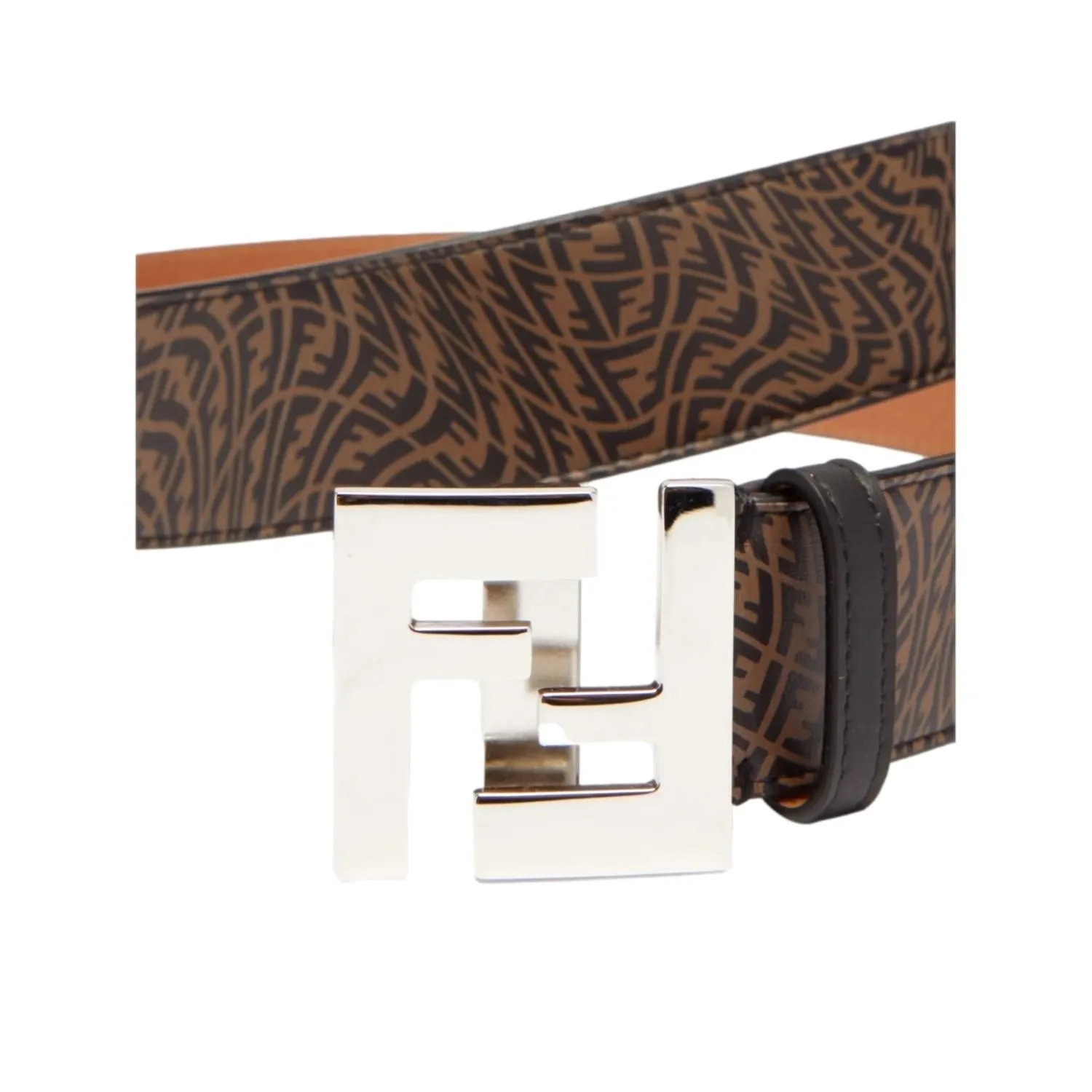 Fendi x Sarah Coleman FF Vertigo Brown Leather Belt 95/38 7C0403