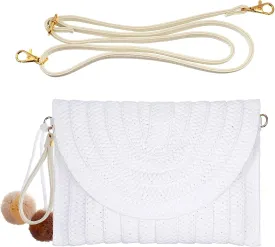 Frienda Straw Shoulder Bag Women Straw Clutch Crossbody Wallet
