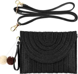 Frienda Straw Shoulder Bag Women Straw Clutch Crossbody Wallet