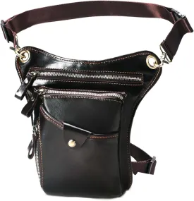 Genuine Leather Waist Pack Drop Leg Bag for Men Women Belt Bumbag Multi-Purpose Motorcycle Bike Outdoor Tactical Cycling Camping Pouch Thigh Bag