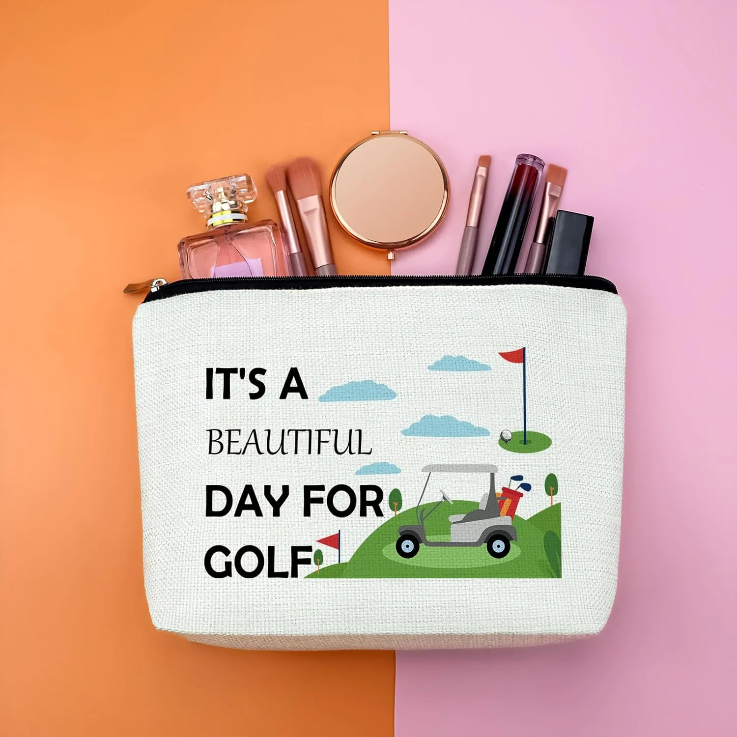 Golf Gifts Makeup Bag - Perfect for Golfers, Coaches, and Fans - Cosmetic Bag with Multiple Compartments