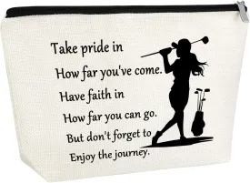 Golf Lover Gift: Inspirational Makeup Bag for Golfer Girls - Zipper Travel Pouch