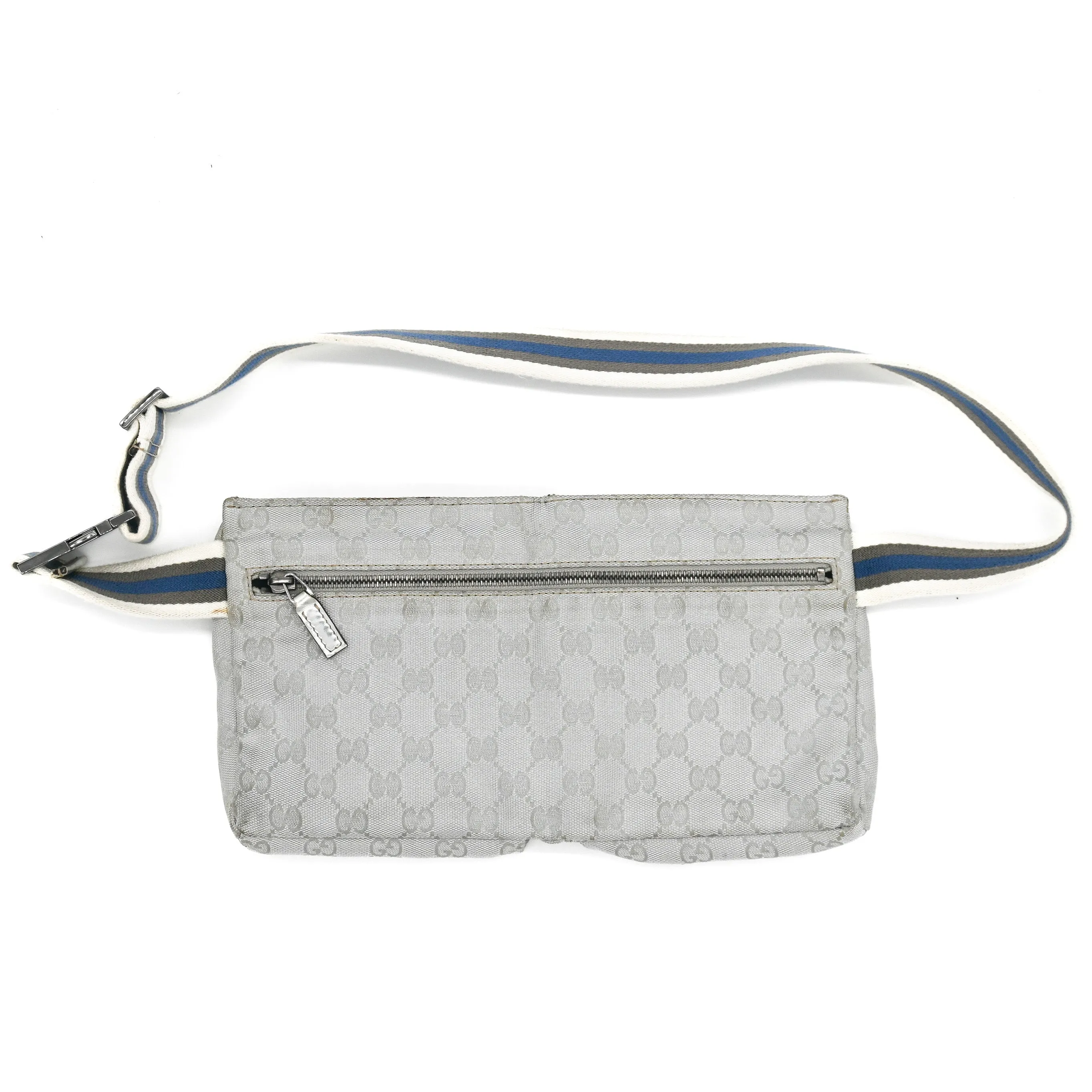 Gucci Monogram Web Belt Bag in Silver