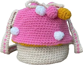 Handmade Knitted Purse Wool Knitted Mushroom Shoulder Bag for Women Crossbody Bucket Bag with Drawstring