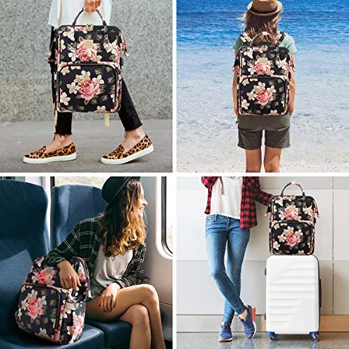 Laptop Backpack,15.6 Inch Stylish College School Backpack with USB Charging Port,Water Resistant Casual Daypack Laptop Backpack for Women/Girls/Business/Travel (Flower Pattern)