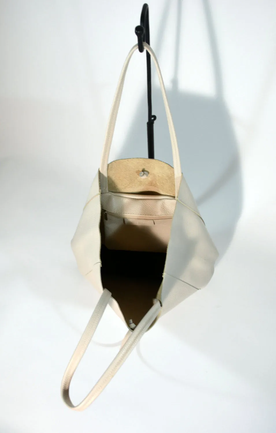 Leather Shopping Bag-Green