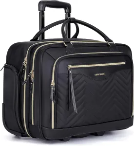 LIGHT FLIGHT Rolling Laptop Bag Rolling Briefcase for Women Computer Bag with Wheels Case for Carry on Travel Work Business