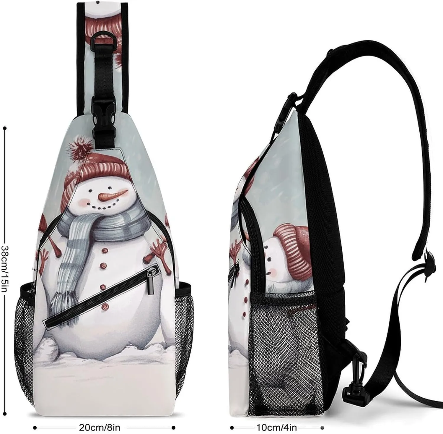 Lightweight Chest Bag Crossbody Bag Winter Snowman Sling Backpack for Women Men Sports Travel