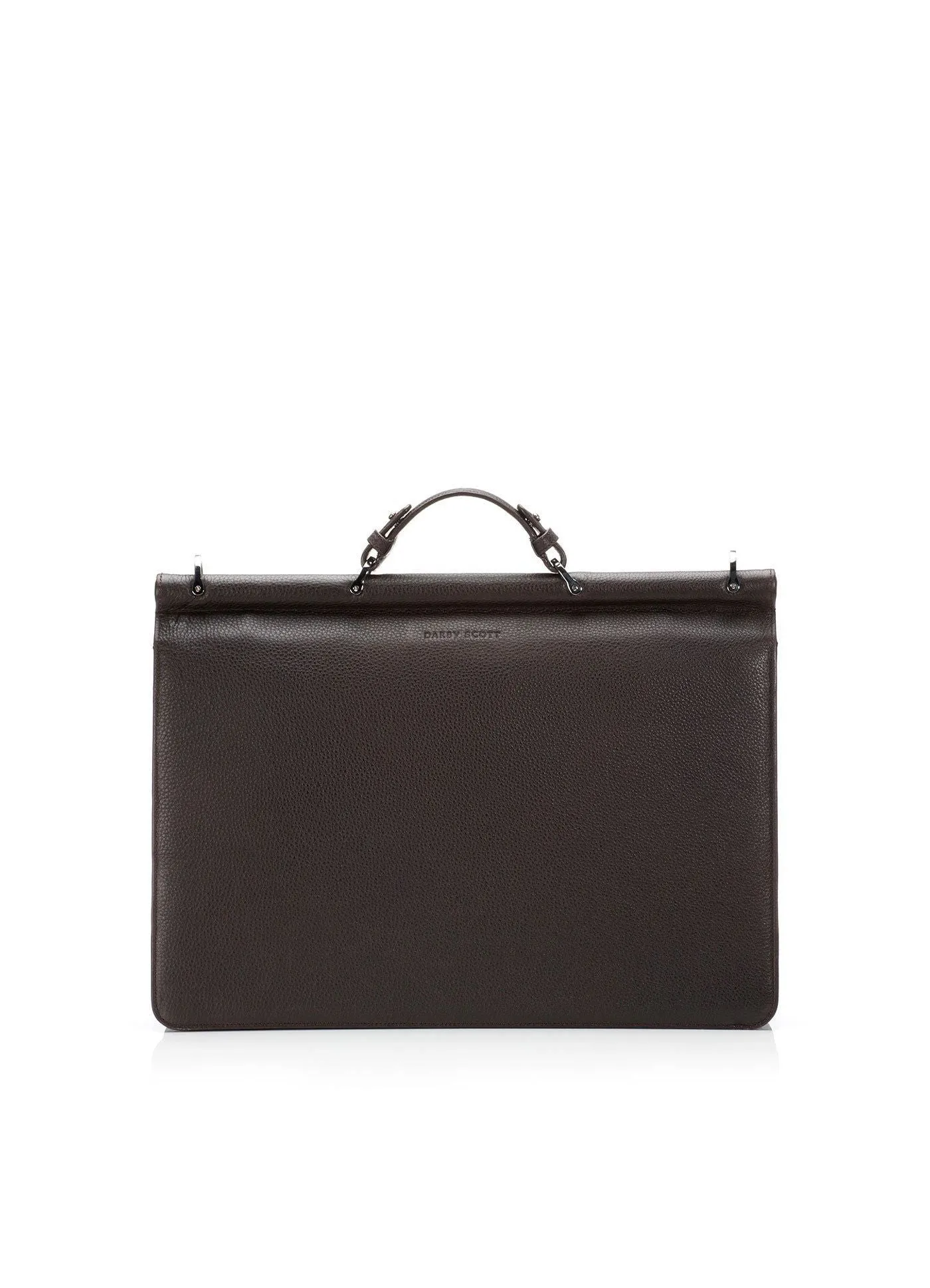 London Dowel-Top Attaché - Dark Brown Leather Briefcase