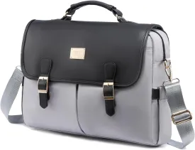 LOVEVOOK Laptop Bag for Women, 15.6 inch Large Capacity Computer Briefcase Sleeve Case, Messenger Shoulder Bag Office Business Work Purse Tote Bags for Women Travel Gifts, Black-grey