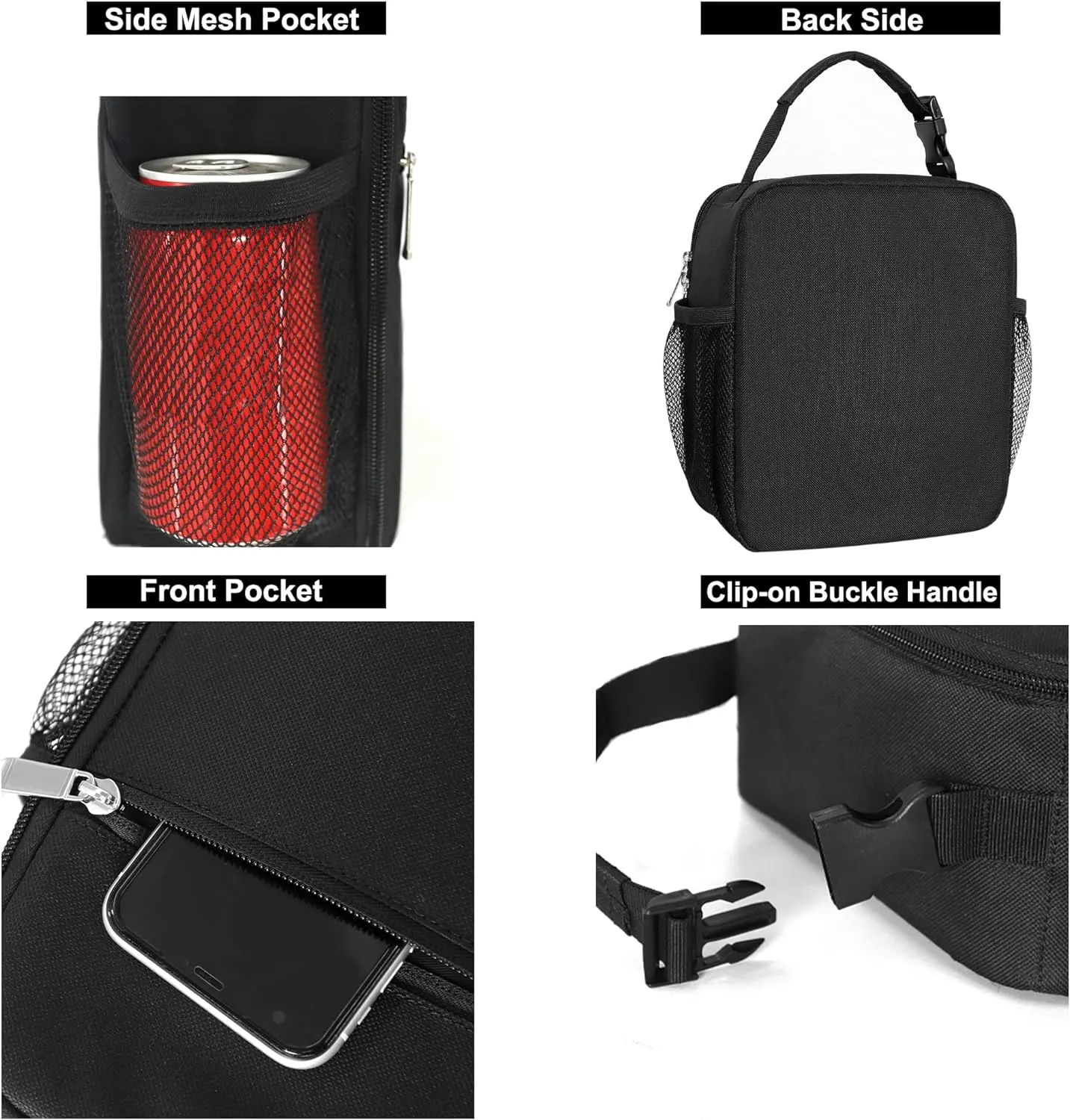 Lunch Box for Men & Women Durable Lunch Bag for Adults Reusable Small Lunchbox Black