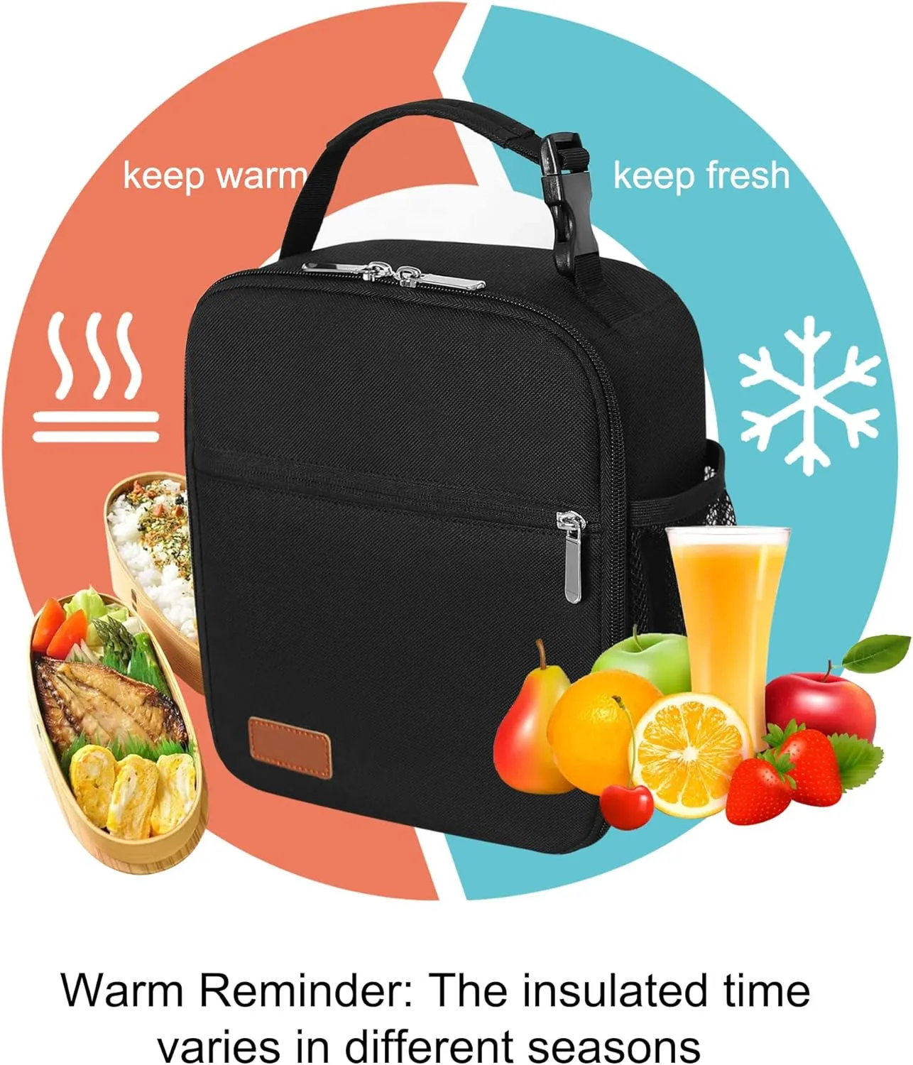 Lunch Box for Men & Women Durable Lunch Bag for Adults Reusable Small Lunchbox Black
