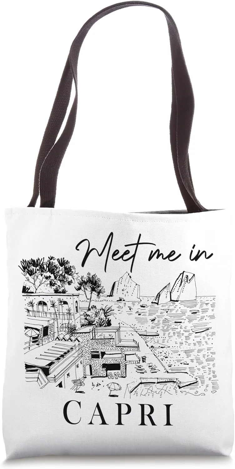 Meet Me In Capri Island Travel Italy Traveling Lover Italian Tote Bag