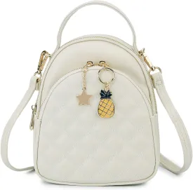 Mini Backpack Purse,VONXURY Fashion Small Leather Quilt Backpack Convertible Casual Travel Daypack for Women Ladies